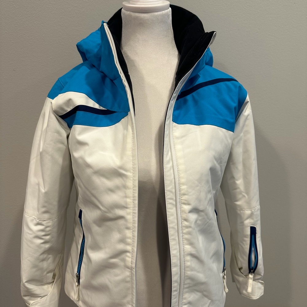 KARBON BLUE AND WHITE SKI JACKET GIRLS YOUTH SIZE 10 PRISTINE CONDITION - Picture 2 of 8